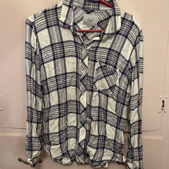 Rails pink and blue and white flannel shirt - Picture 2 of 4